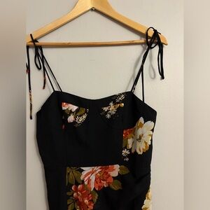 Floral Black Dress with Spaghetti Straps
